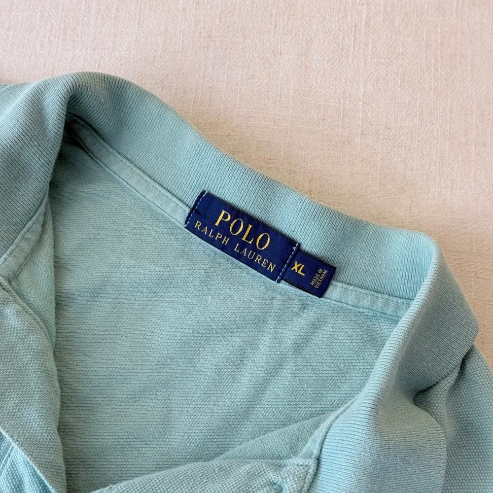 Polo‎ Ralph Lauren Mens XL Blue Cotton Pique Short Sleeve Polo Pink Pony